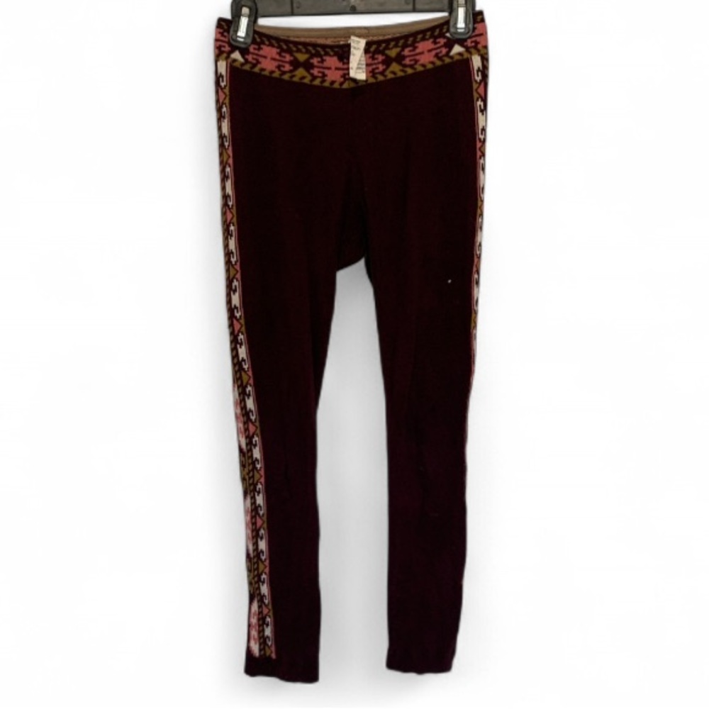 Odd Molly Dark Red Boho Trim Sweater Leggings